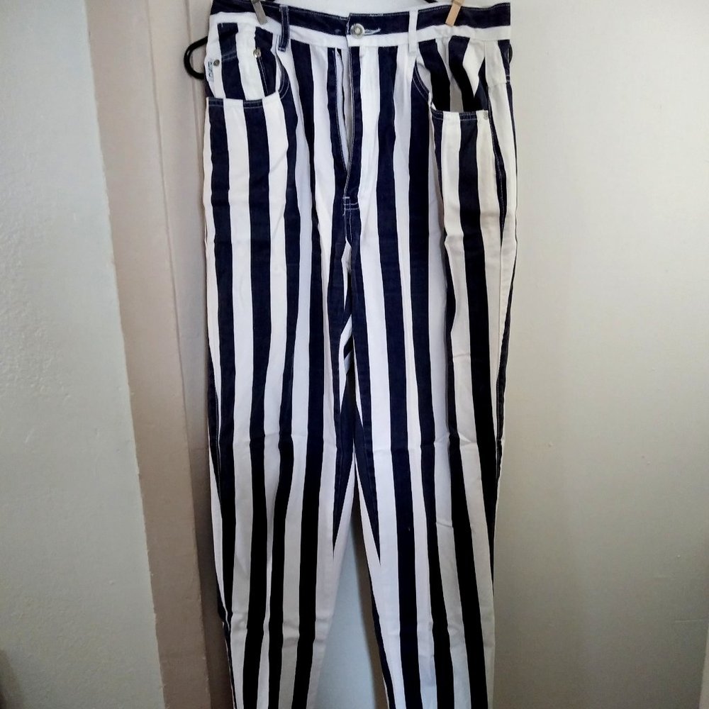 Striped Button Fly Pants